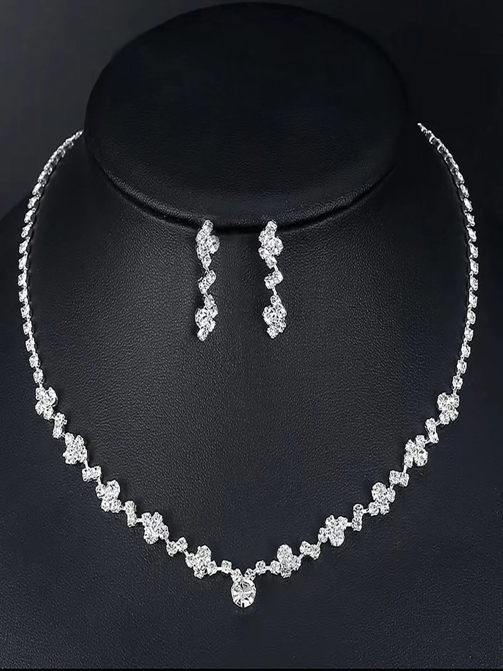 4pcs Rhinestone Decor Jewelry Set