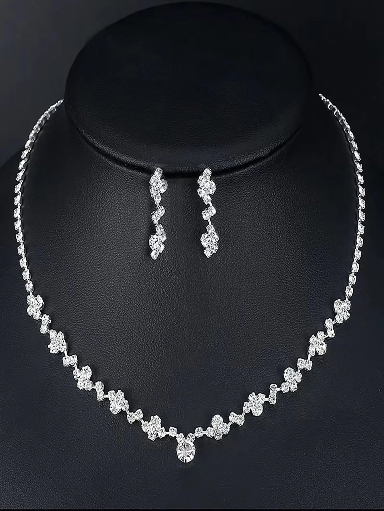 4pcs Rhinestone Decor Jewelry Set