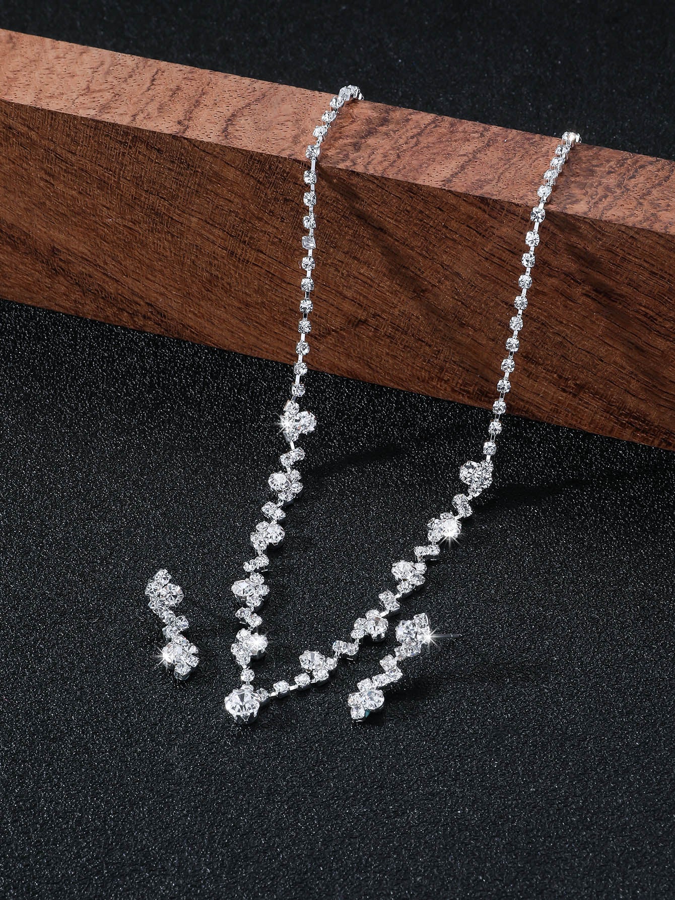 4pcs Rhinestone Decor Jewelry Set