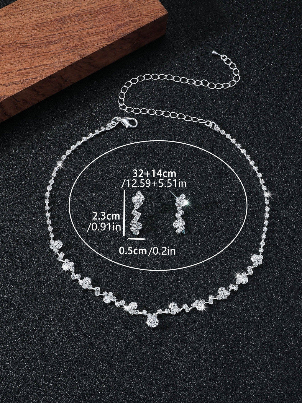 4pcs Rhinestone Decor Jewelry Set