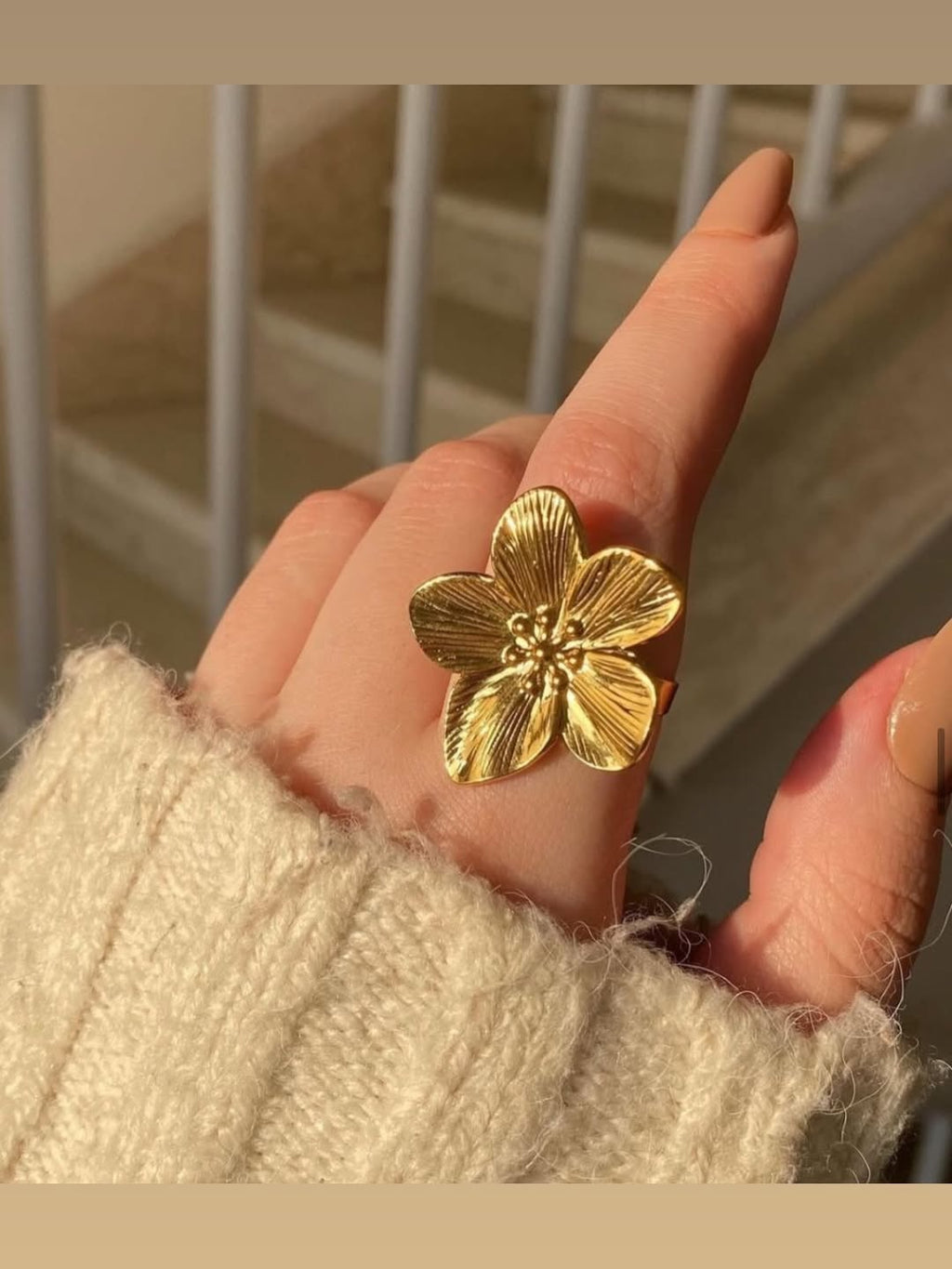 1 Pc Set Elegant Adjustable Floral Ring for women
