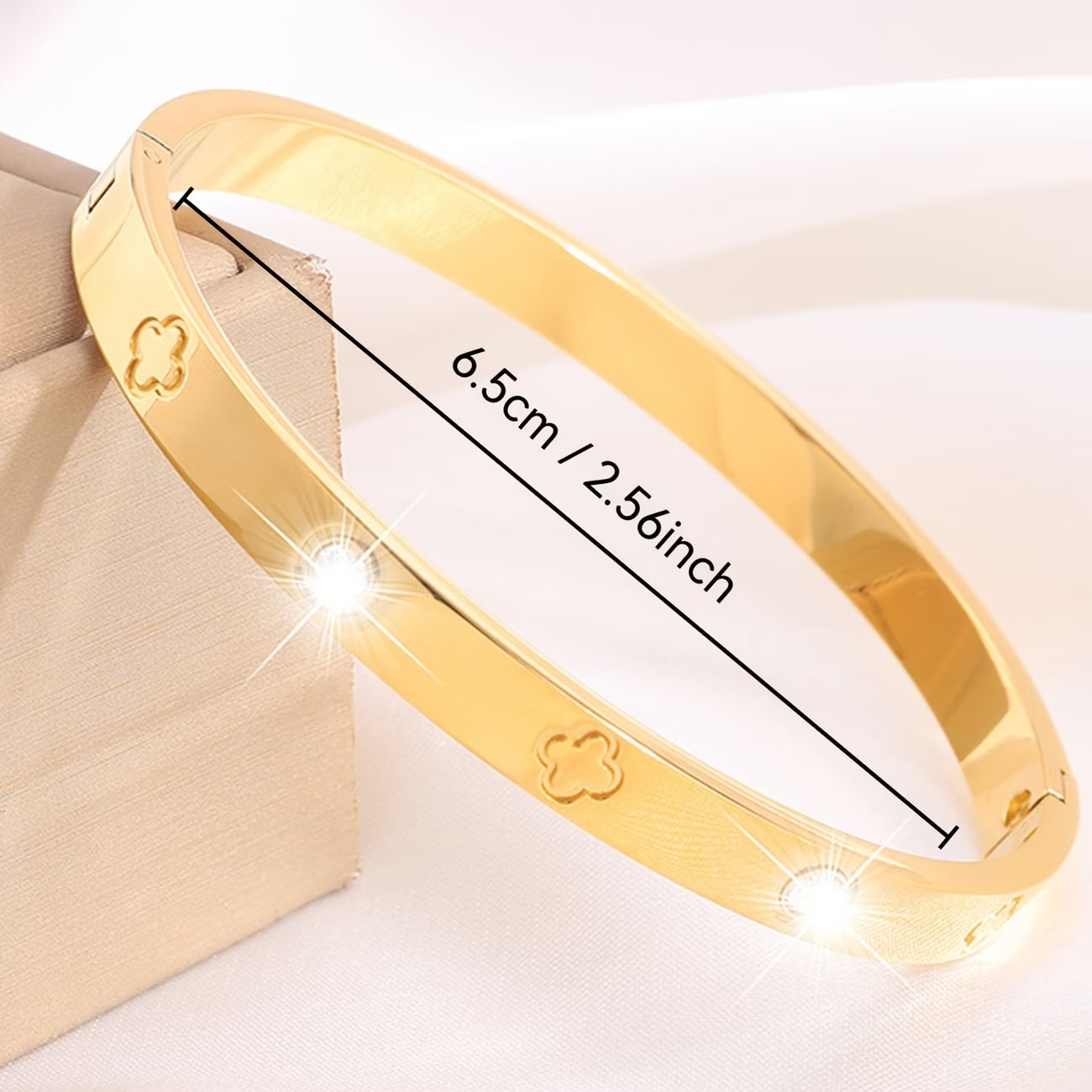 1pc Stainless Steel Women's Bracelet with Four-Leaf