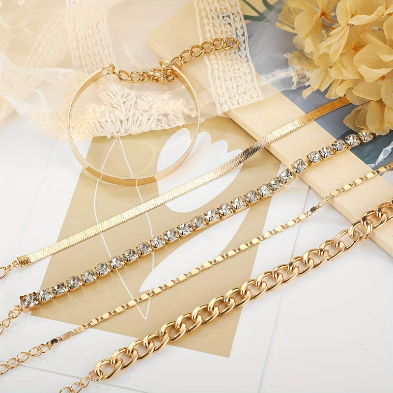 5pcs/Set Bohemian Style Golden Bangle Bracelets