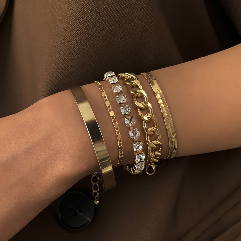 5pcs/Set Bohemian Style Golden Bangle Bracelets