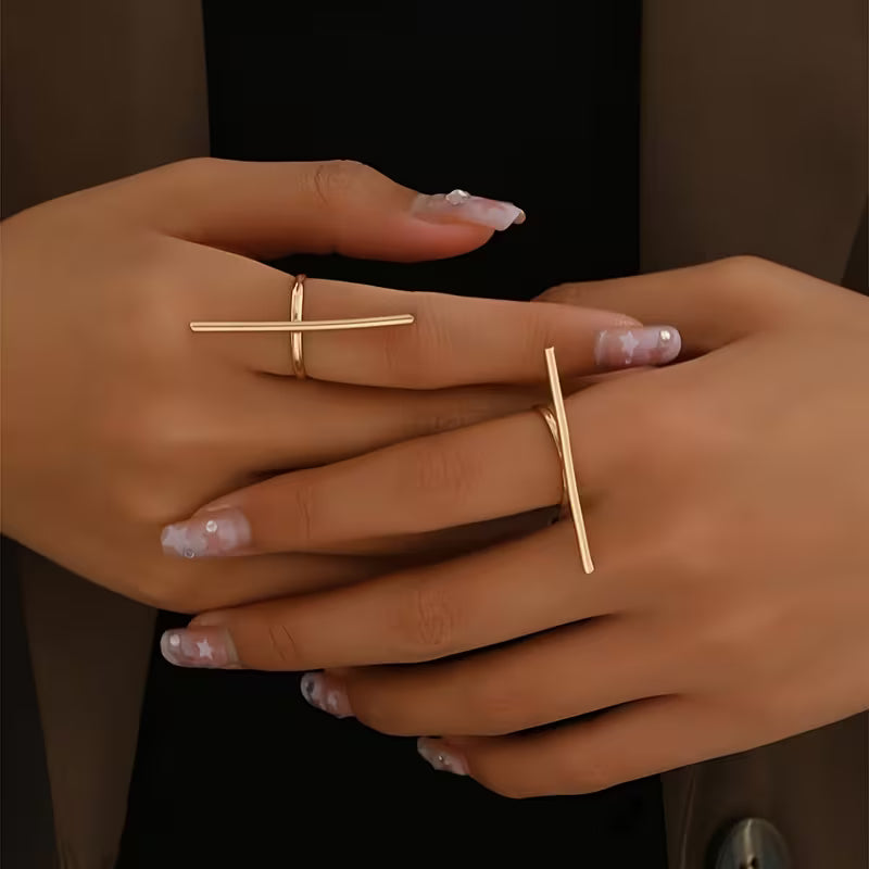 2pcs European & American Style Minimalist Stainless Steel Rings