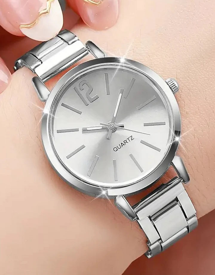 1Pc Simple Round Pointer Quartz Watch