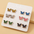 6-Pair Butterfly Stud Earrings Set