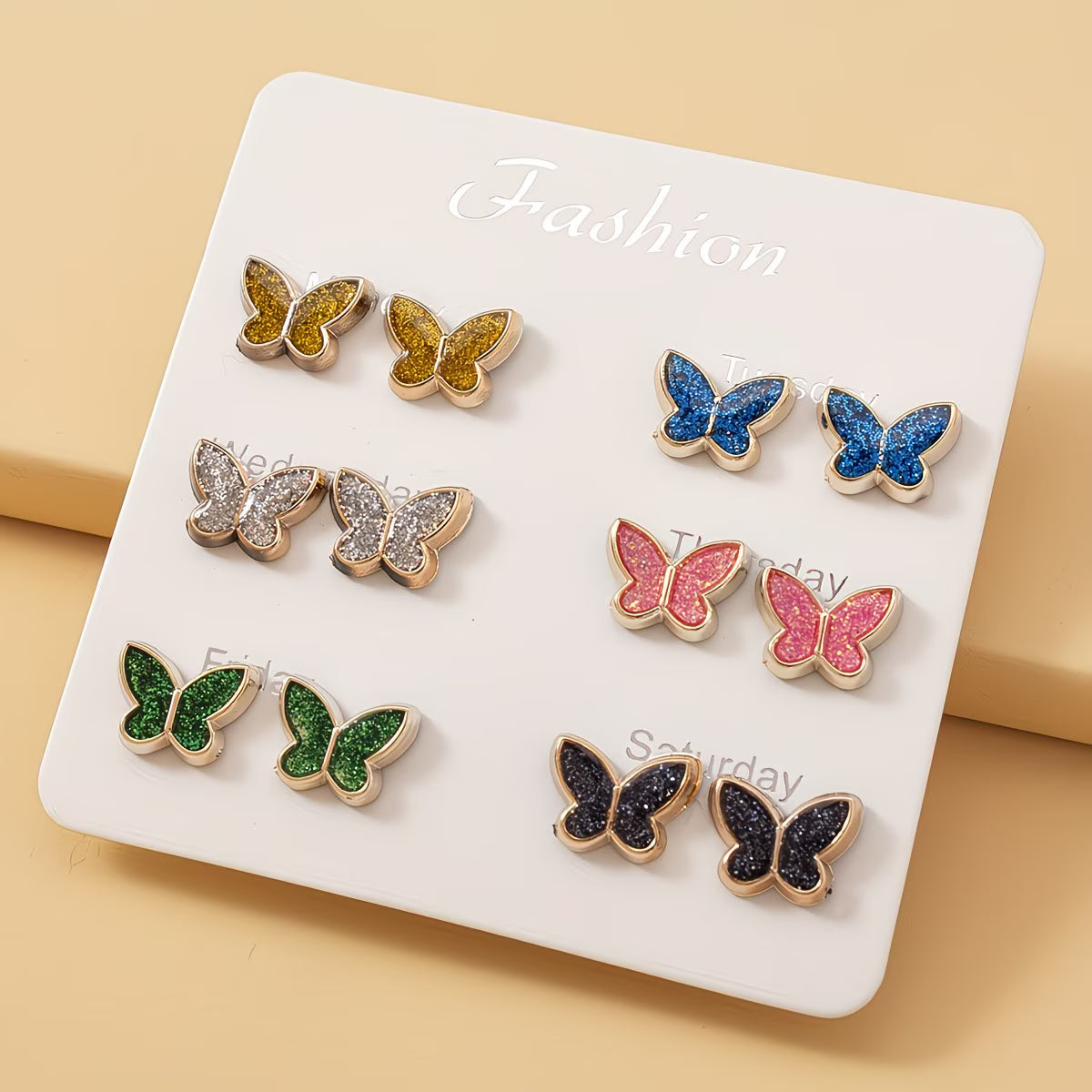 6-Pair Butterfly Stud Earrings Set