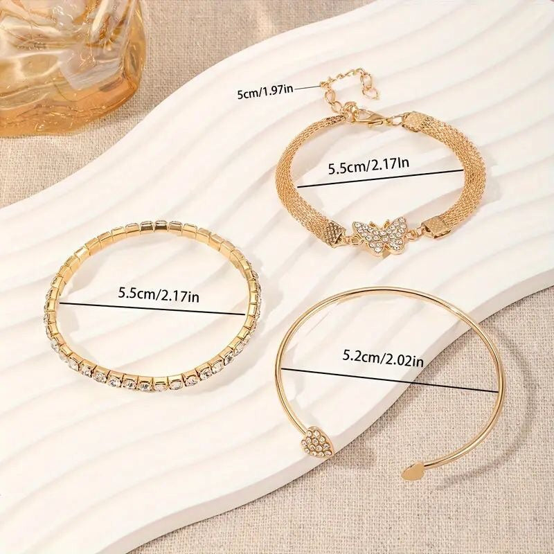 3pcs Animal Butterfly Design Women’s Bracelet Set