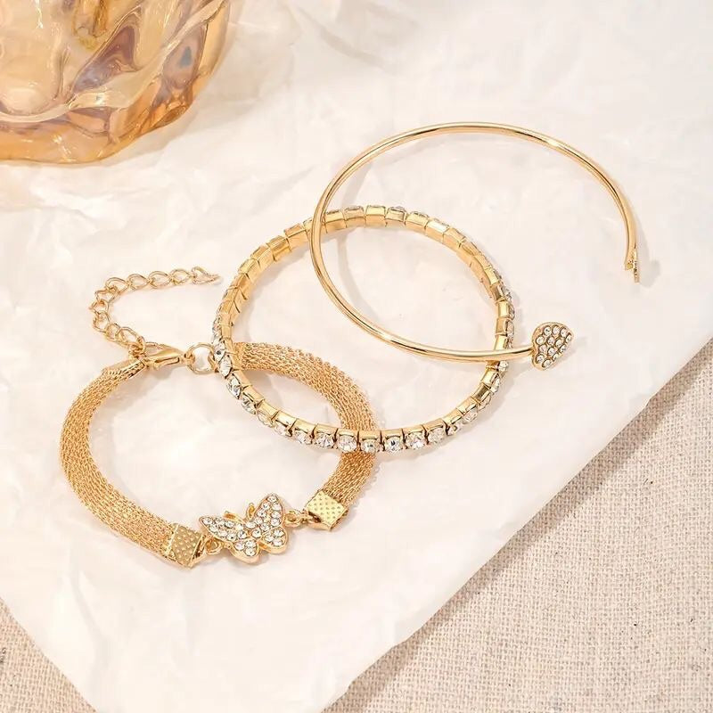 3pcs Animal Butterfly Design Women’s Bracelet Set