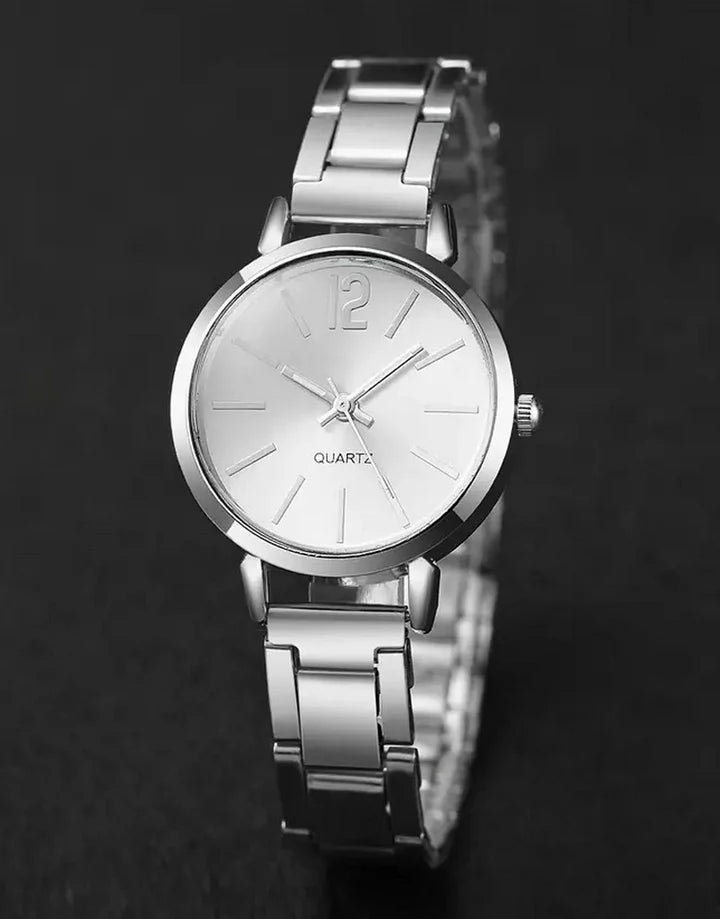 1Pc Simple Round Pointer Quartz Watch
