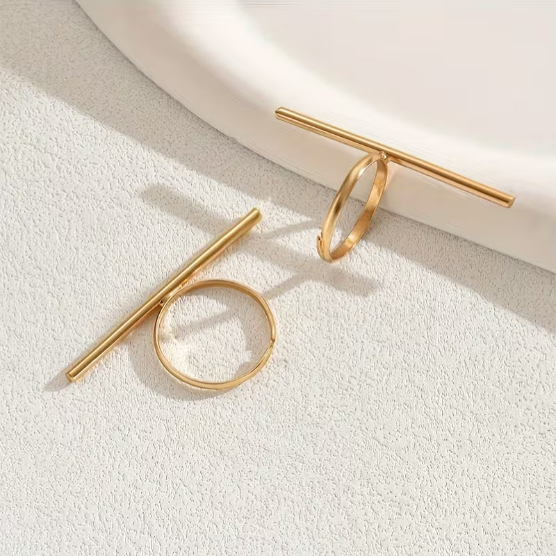 2pcs European & American Style Minimalist Stainless Steel Rings