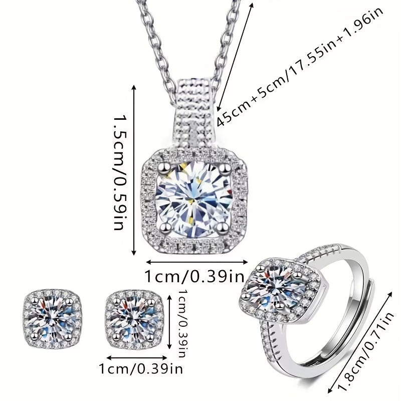 4pcs/Set Rectangular Rhinestone Elegant Luxury Style