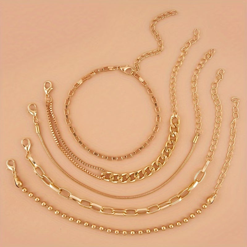 5pcs/Set Bohemian Style Golden Bangle Bracelets