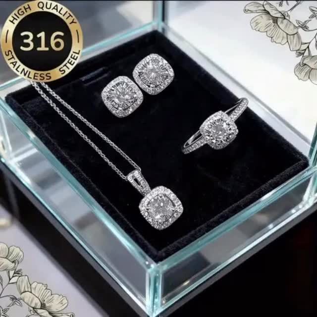 4pcs/Set Rectangular Rhinestone Elegant Luxury Style