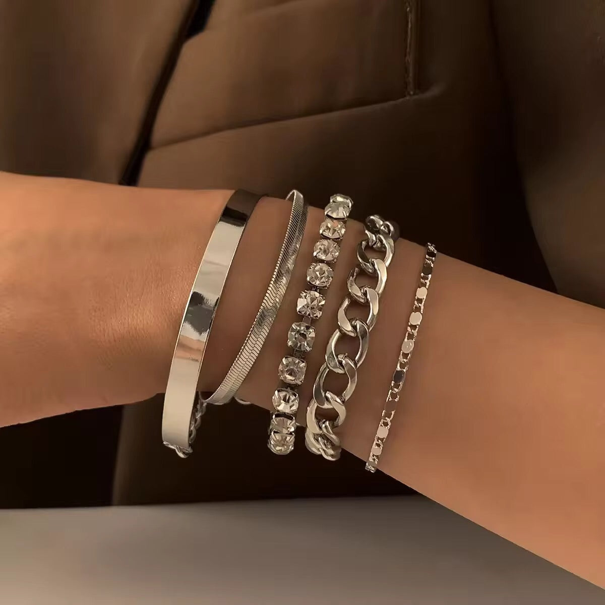 5pcs/Set Bohemian Style Golden Bangle Bracelets
