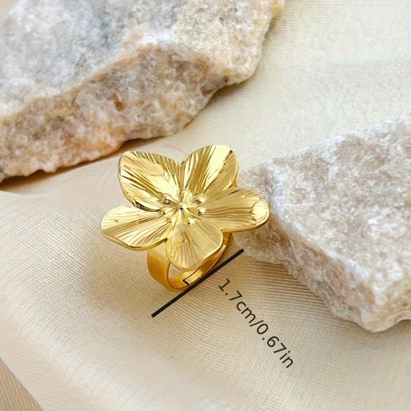 1 Pc Set Elegant Adjustable Floral Ring for women