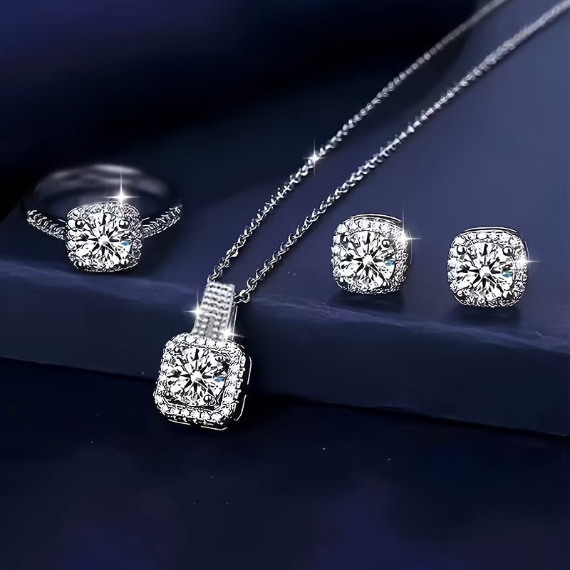 4pcs/Set Rectangular Rhinestone Elegant Luxury Style
