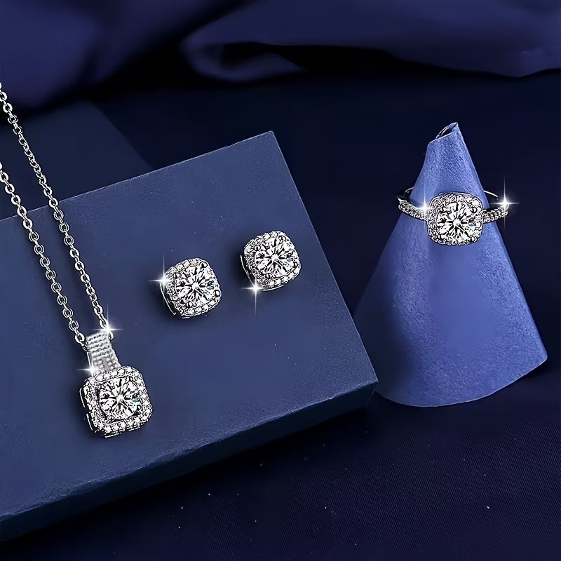 4pcs/Set Rectangular Rhinestone Elegant Luxury Style