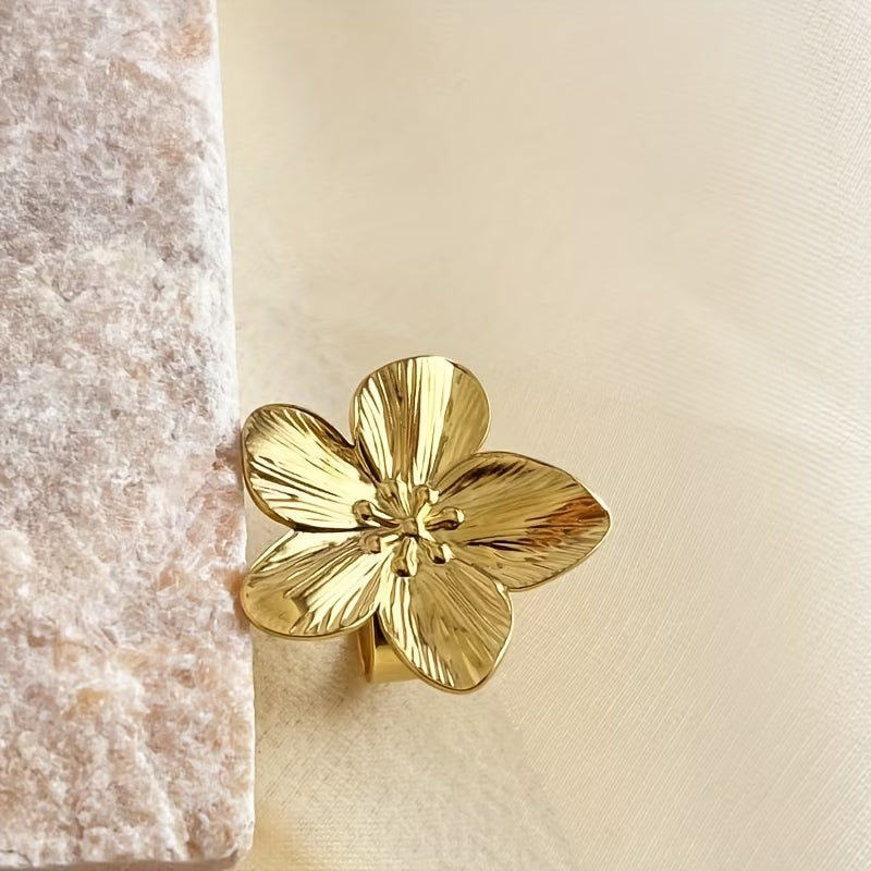 1 Pc Set Elegant Adjustable Floral Ring for women