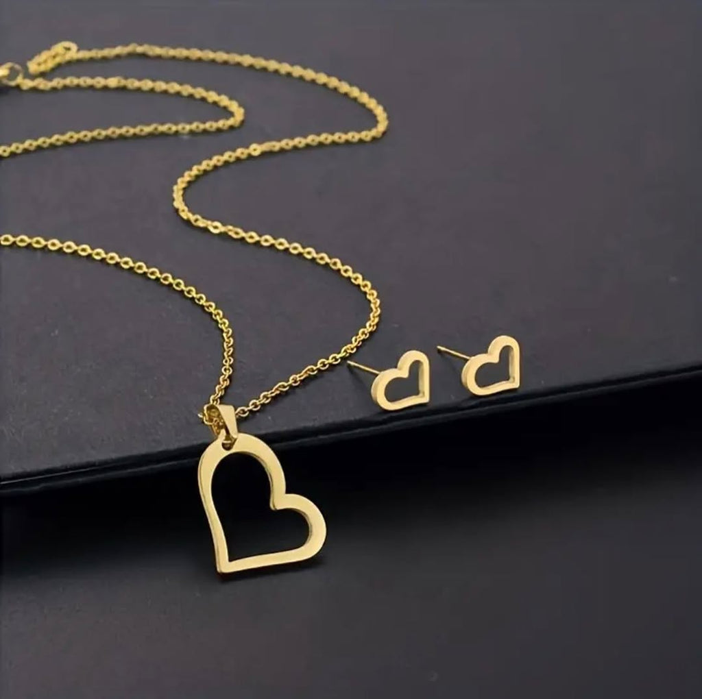 Heart Earrings & Necklace Set