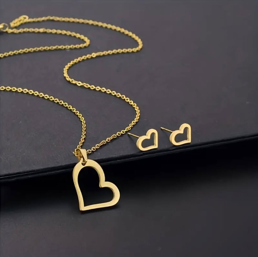 Heart Earrings & Necklace Set