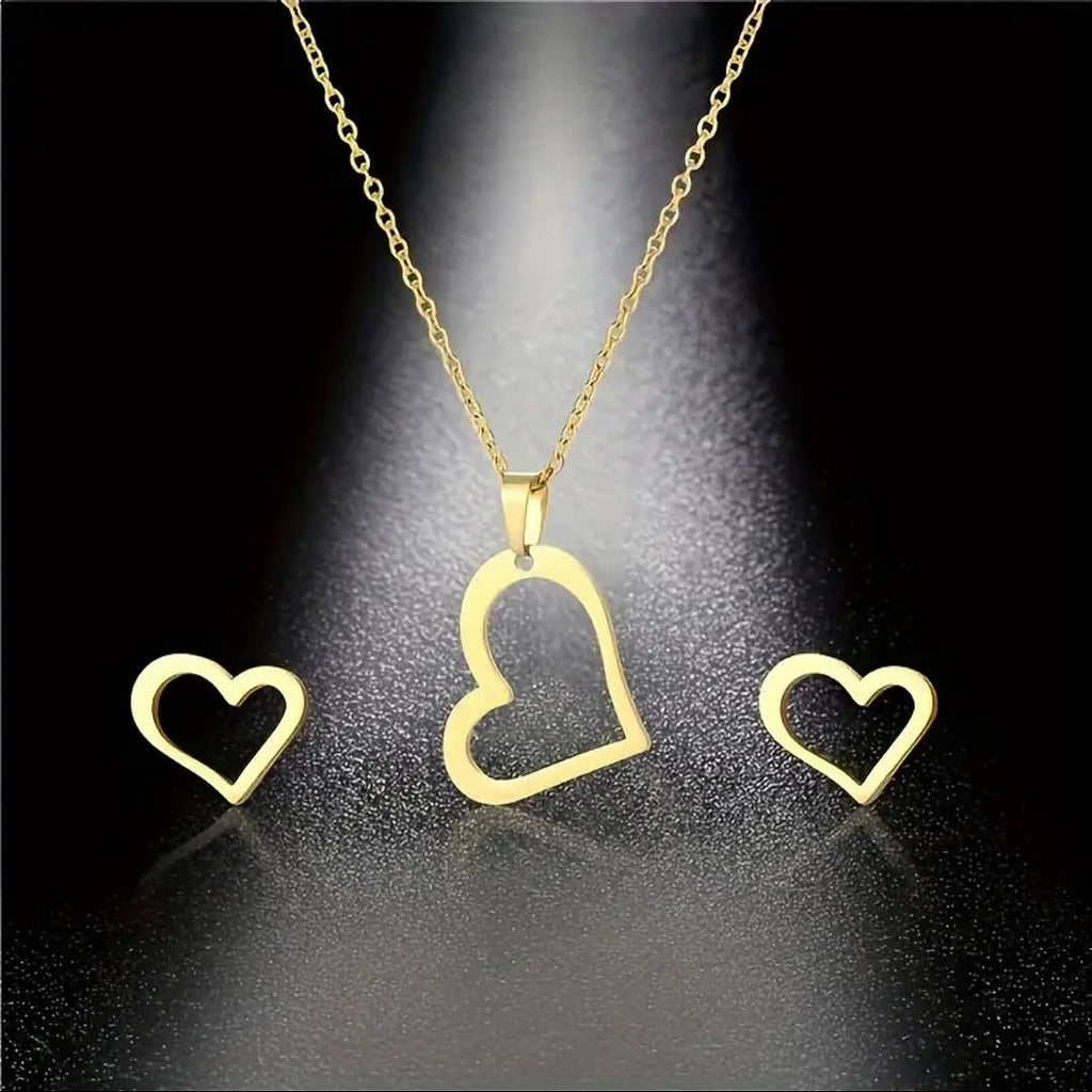 Heart Earrings & Necklace Set