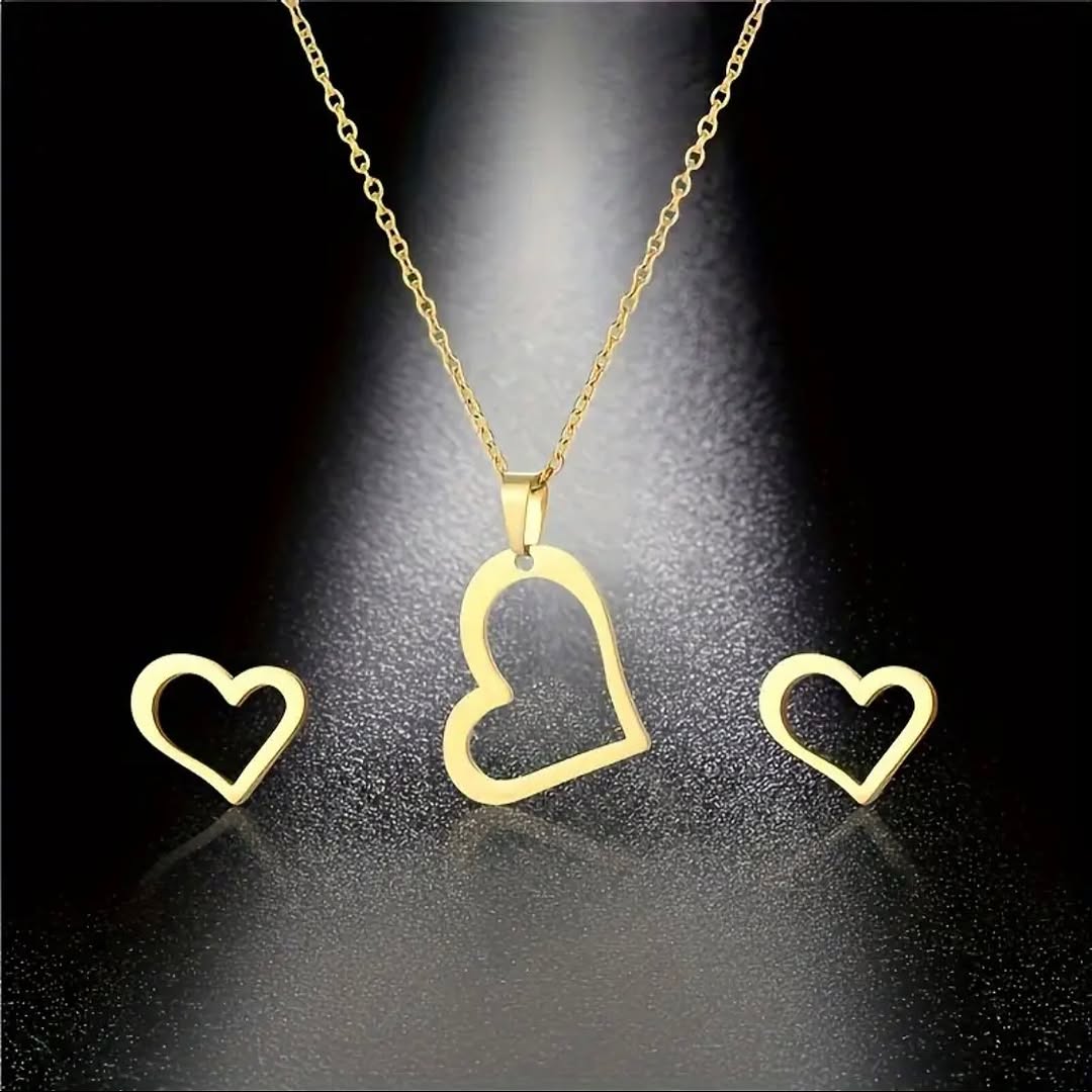 Heart Earrings & Necklace Set