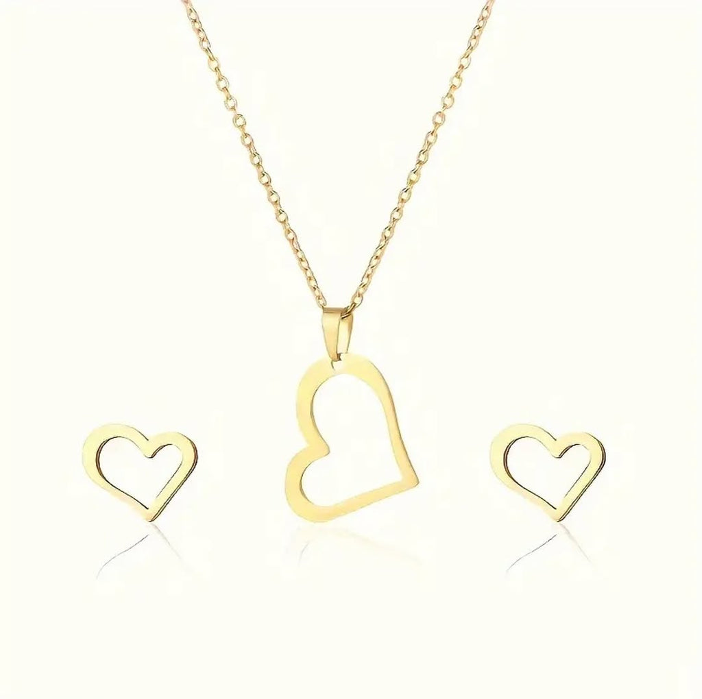 Heart Earrings & Necklace Set