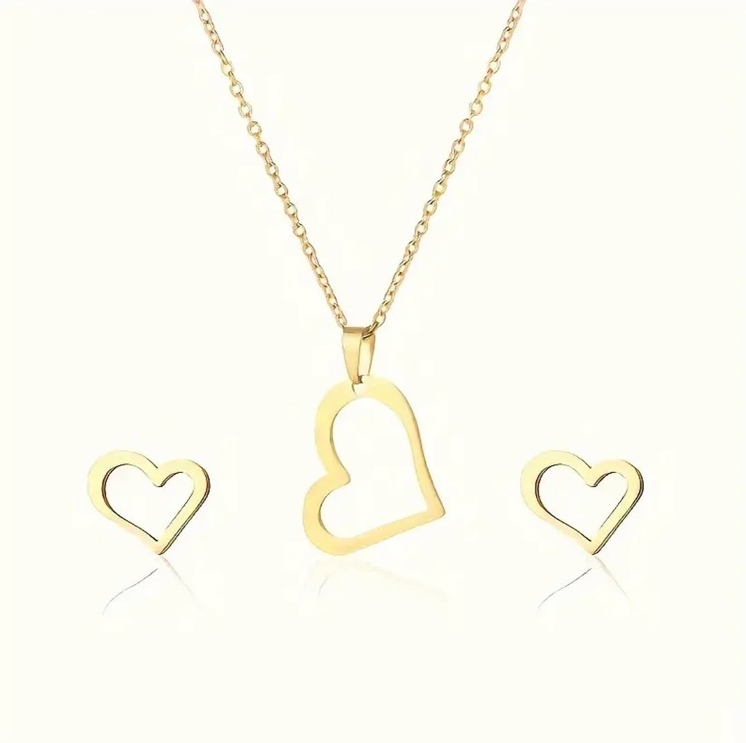 Heart Earrings & Necklace Set