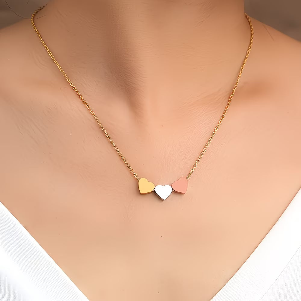 Three Heart Pendant Necklace