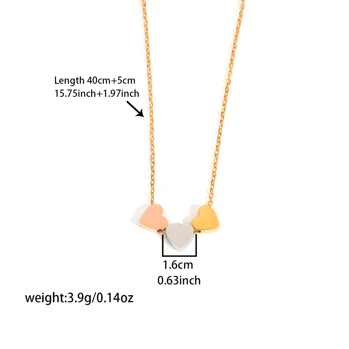 Three Heart Pendant Necklace