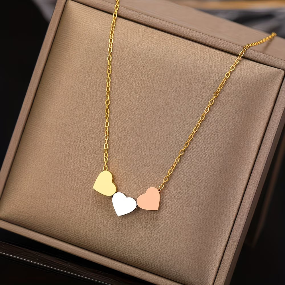 Three Heart Pendant Necklace