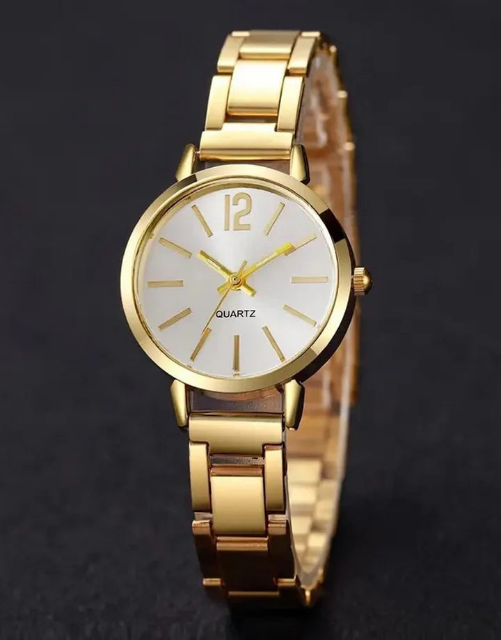 1Pc Simple Round Pointer Quartz Watch With 1Pc Bracelet