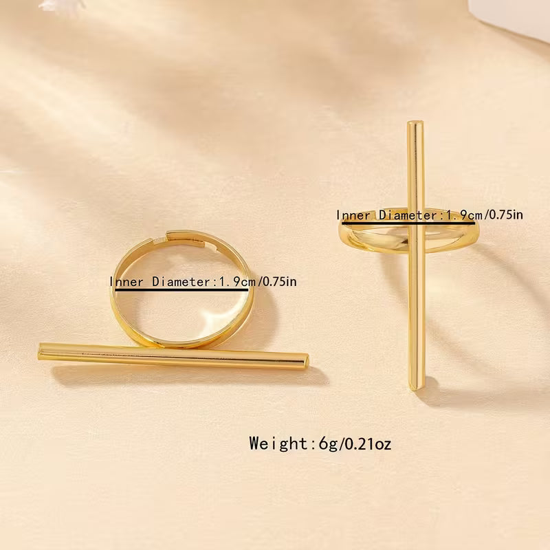 2pcs European & American Style Minimalist Stainless Steel Rings