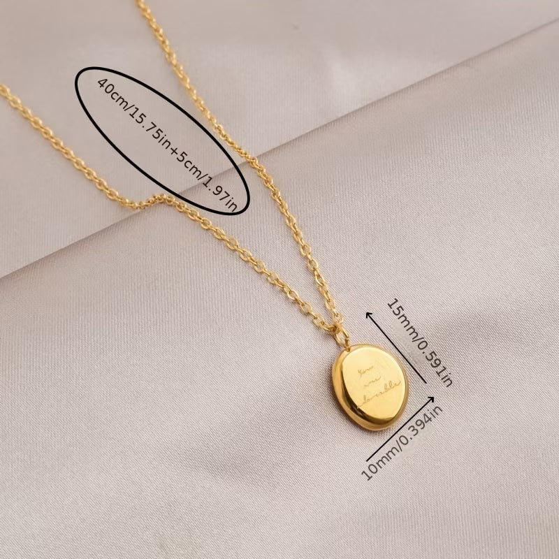 Stainless Steel Small Golden Bean Necklace