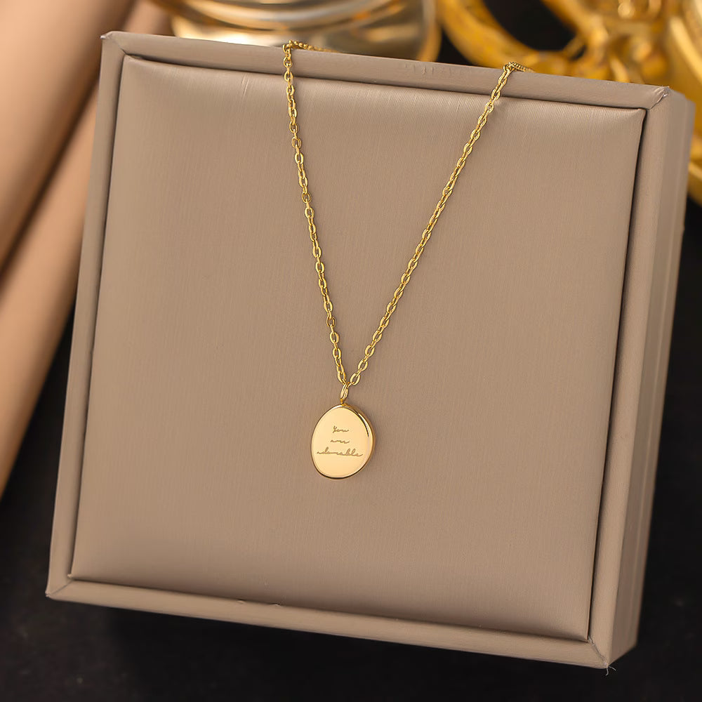 Stainless Steel Small Golden Bean Necklace