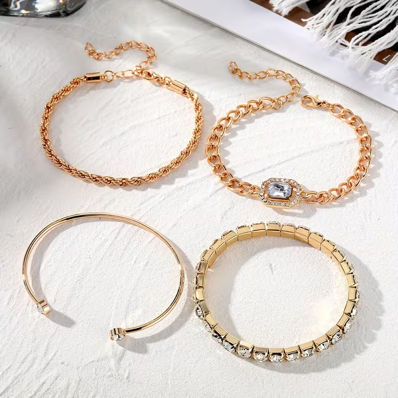 4-Piece Zirconia Bracelet Set