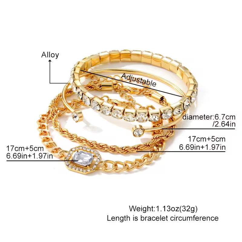 4-Piece Zirconia Bracelet Set