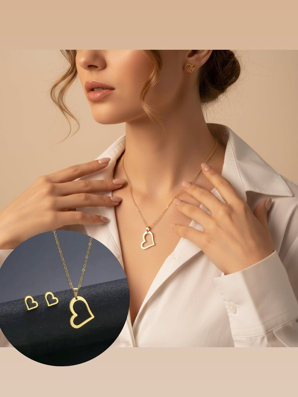 Heart Earrings & Necklace Set