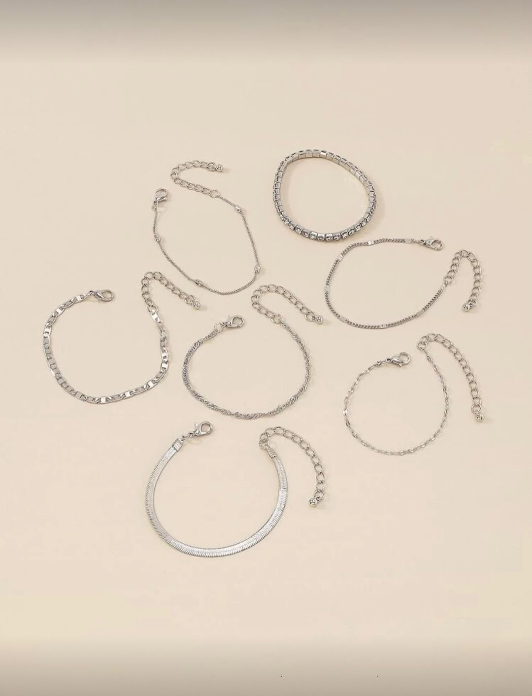 Rhinestone Stack Bracelet Set (7-Piece)