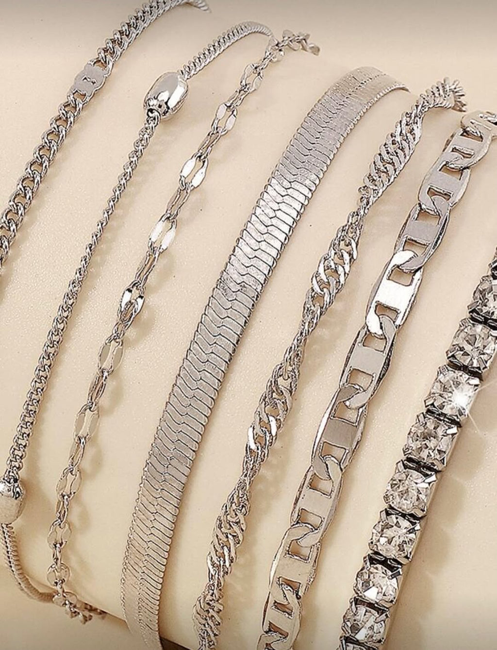 Rhinestone Stack Bracelet Set (7-Piece)