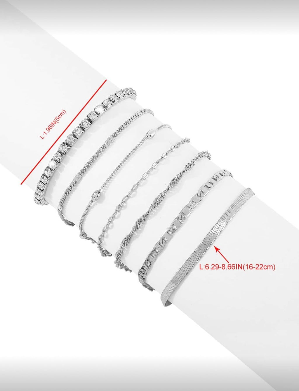 Rhinestone Stack Bracelet Set (7-Piece)