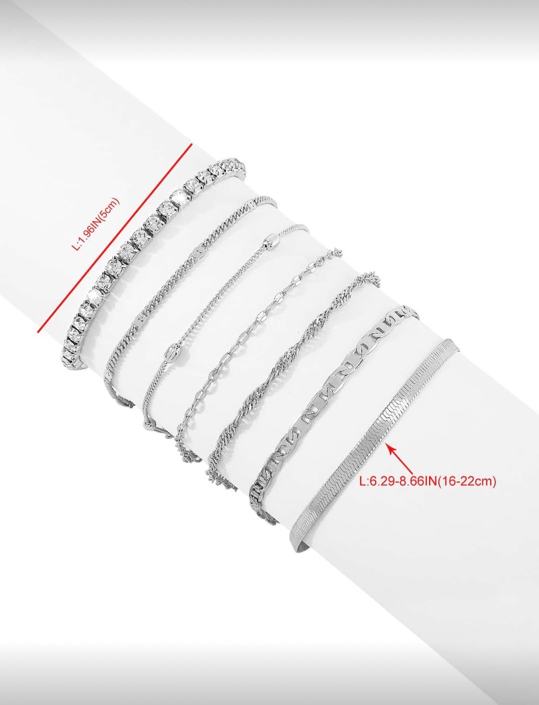Rhinestone Stack Bracelet Set (7-Piece)
