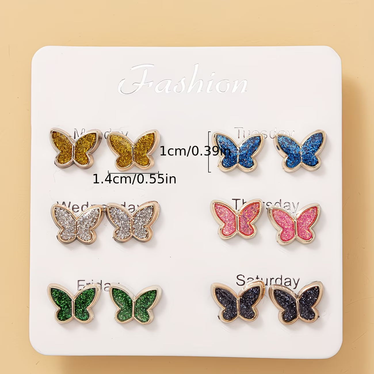 6-Pair Butterfly Stud Earrings Set