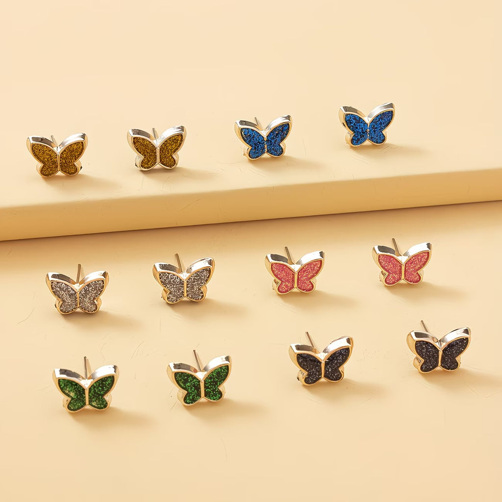6-Pair Butterfly Stud Earrings Set