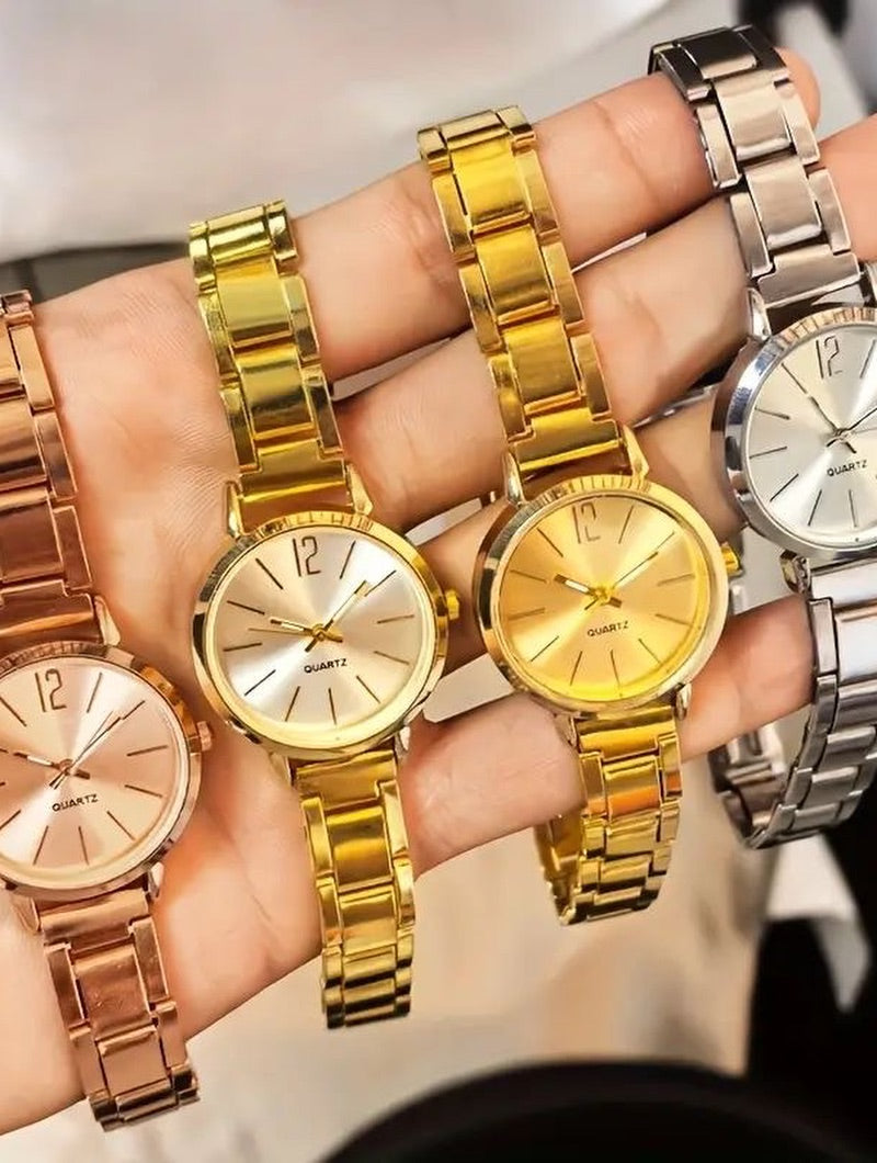 1Pc Simple Round Pointer Quartz Watch